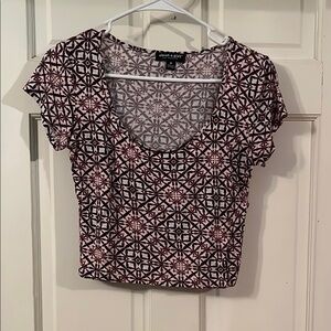 LOFT Black and Pink Geometric Blouse